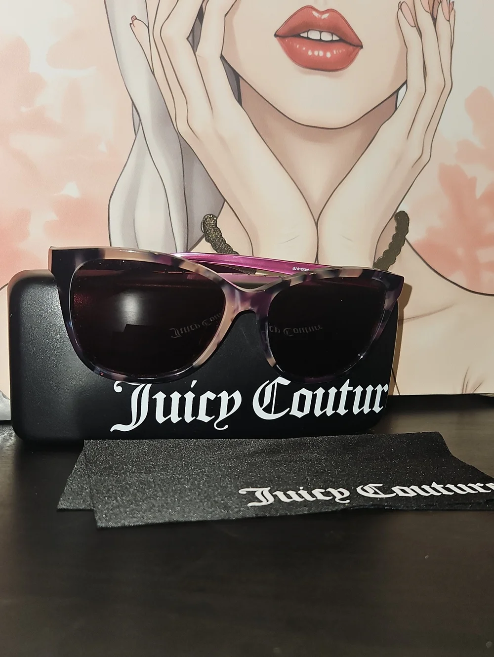 Juicy Couture Cat Eye Sunglasses Pink Tortoise Gradient Lenses NWOT